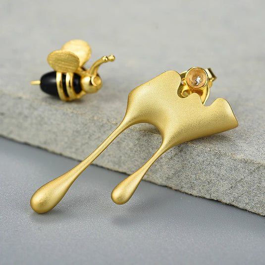 Honey & Bee Stud LFJA0079A on a grey surface- Tan Tan Gallery