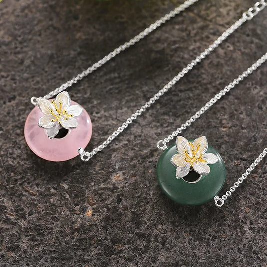 Lotus Stone Silver Bracelet