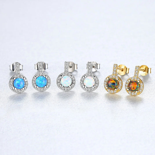 Silver Opal Stud Earring