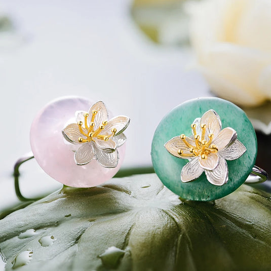 Jade Blooming Lotus Ring