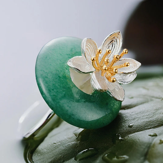 Jade Blooming Lotus Ring