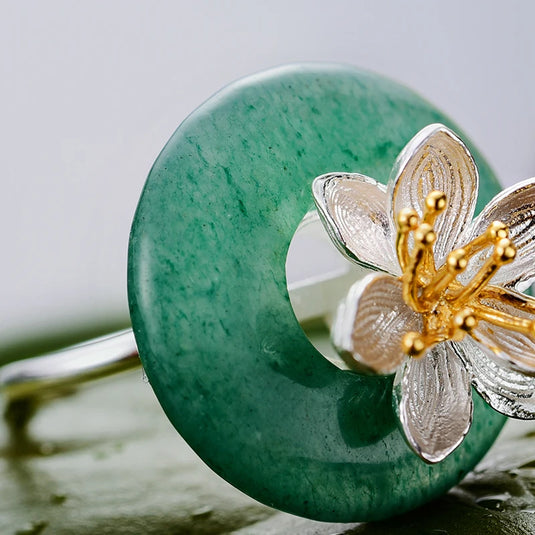 Jade Blooming Lotus Ring