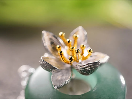 Lotus Stone Silver Bracelet