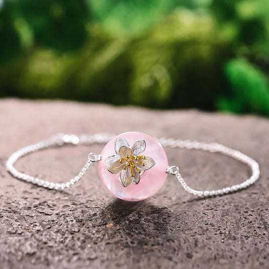 Lotus Stone Silver Bracelet