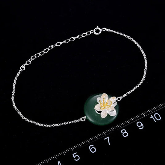 Lotus Stone Silver Bracelet