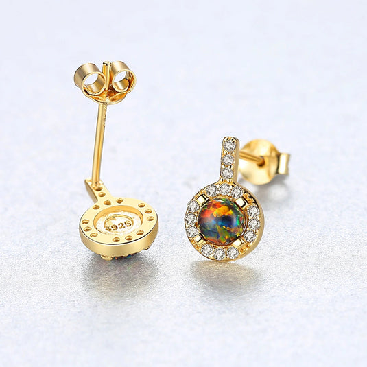 Silver Opal Stud Earring